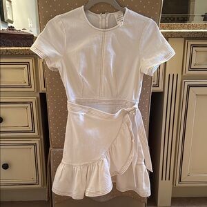 Cinq à Sept White Ruffled Tie Front Sundress